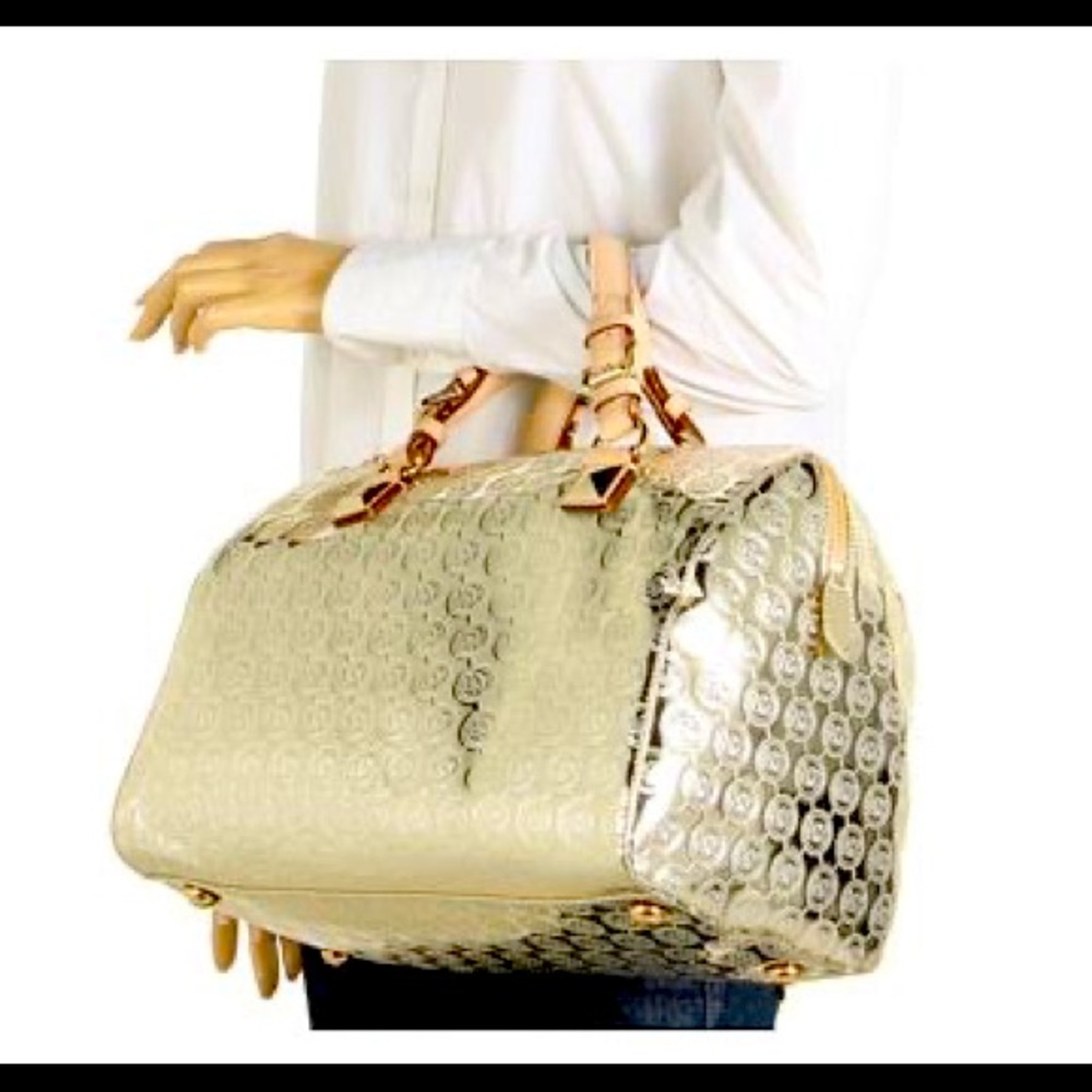 MICHAEL KORS METALLIC LARGE SATCHEL